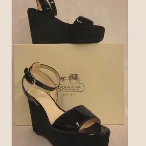 COACH Black Wedge Sandal